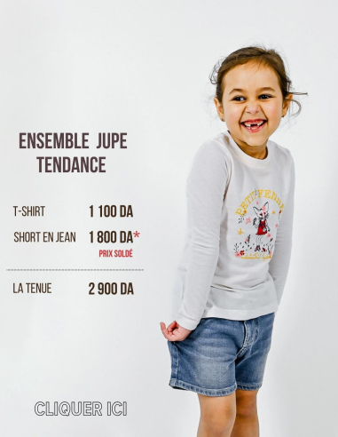 Ensemble Short en jean + T-shirt "Exploratrice"