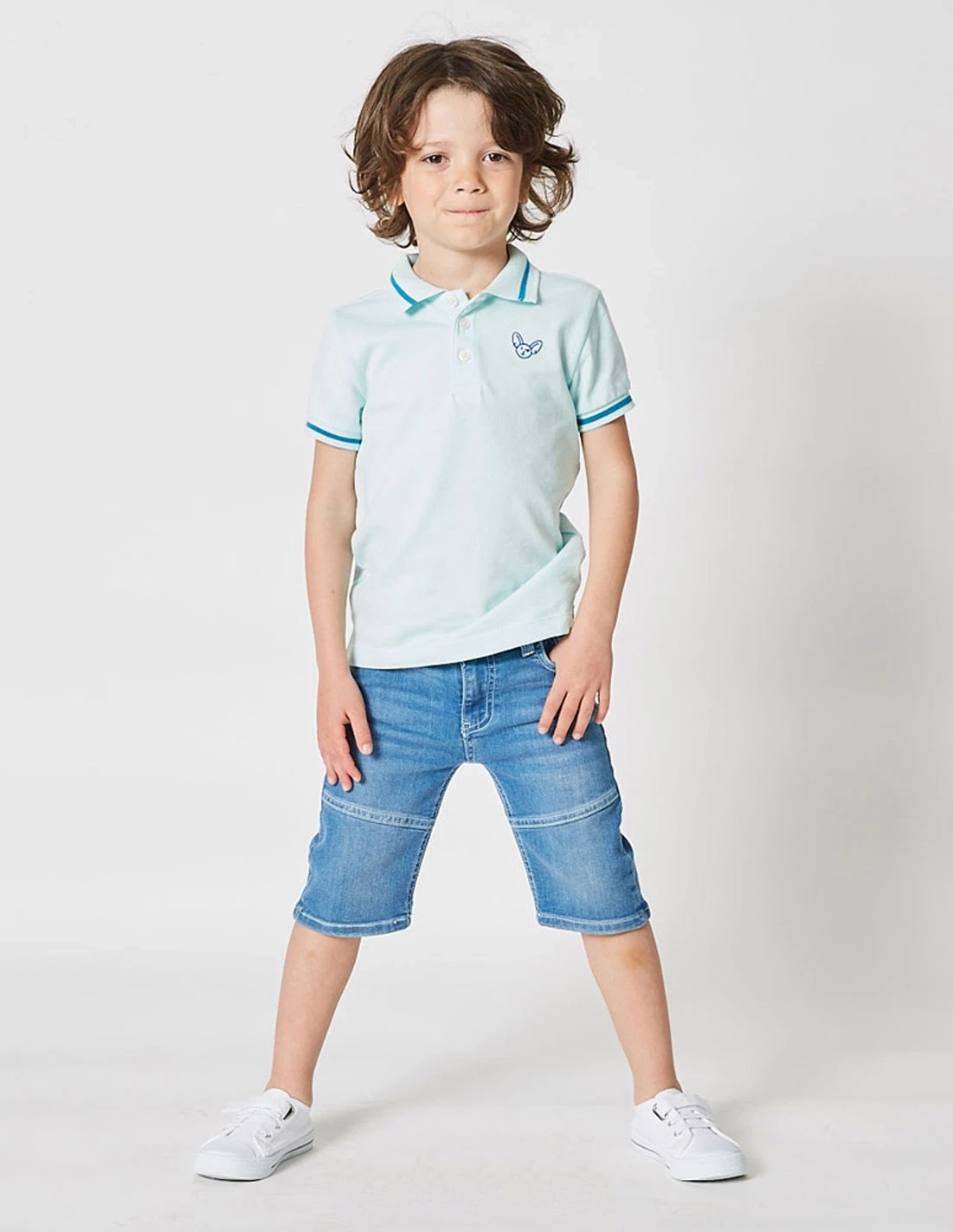 Pantacourt Jean Garçon "Petit Fennec Casual" Denim Clair