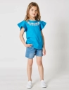 Short en Jean Fille "Petit Fennec Craquant" denim clair