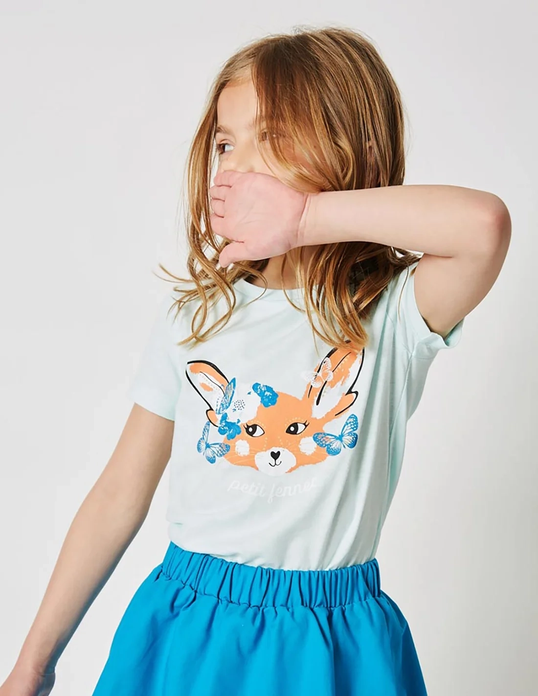 T-shirt Fille "Petit Fennec" Bleu Clair