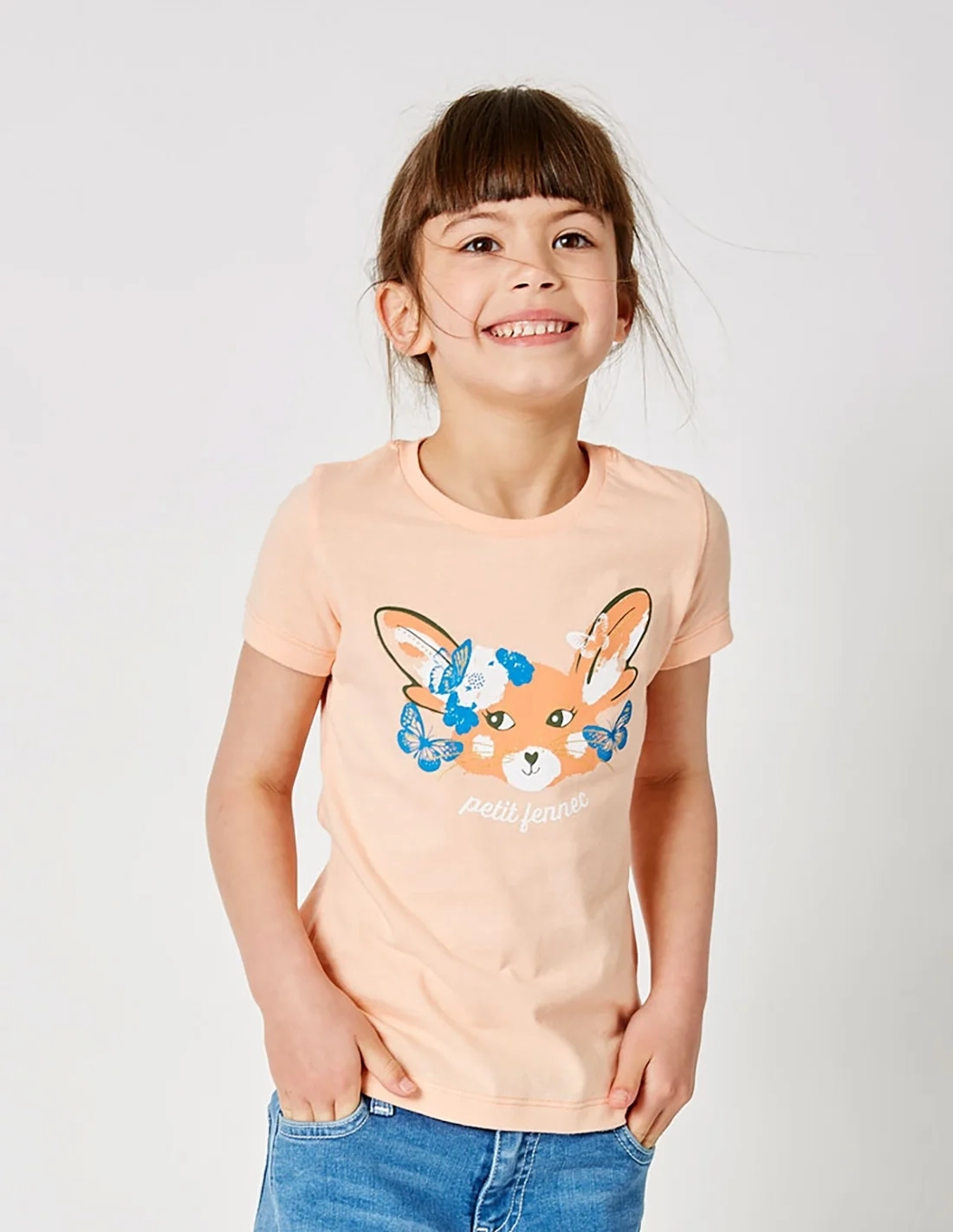 T-shirt Fille "Petit Fennec" Corail