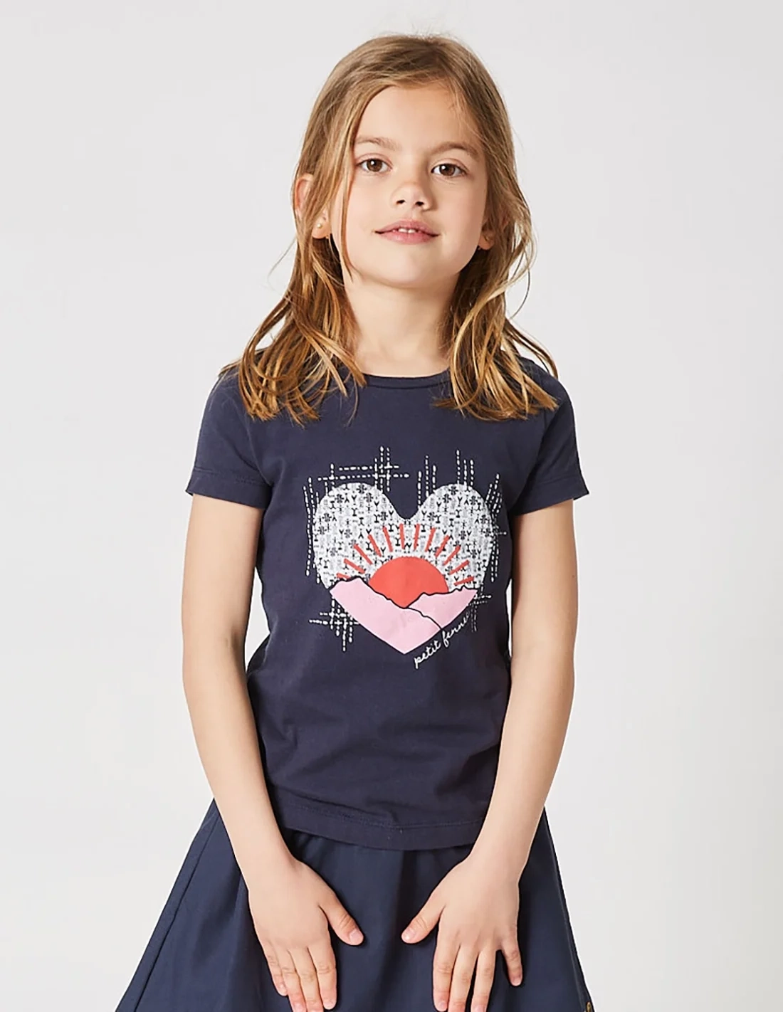 T-shirt Fille "Petit Fennec" Bleu Navy