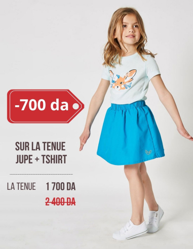 Ensemble Fille T-Shirt + Jupe- Bleu