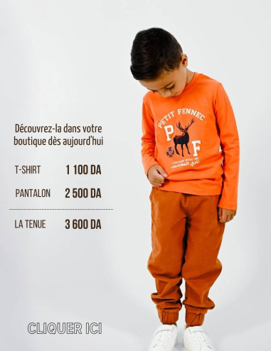 Ensemble Garçon Pantalon Cargo + T-shirt Orange